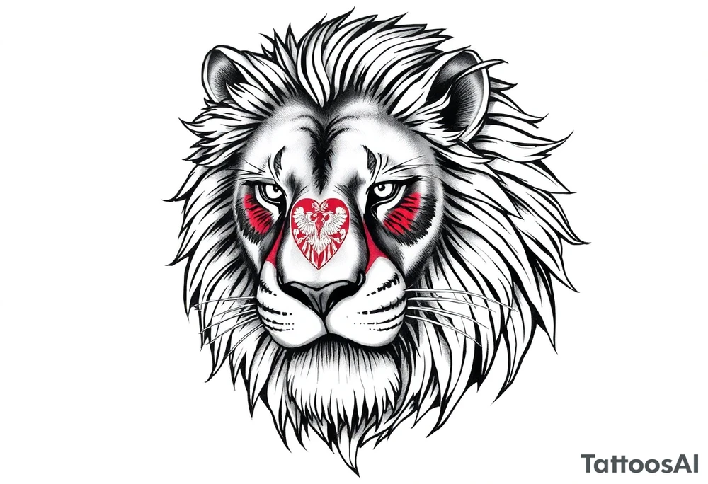 powerful majestic lion with Czech theme tattoo idea