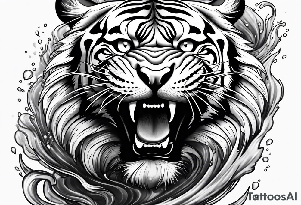 Tiger in water tattoo idea