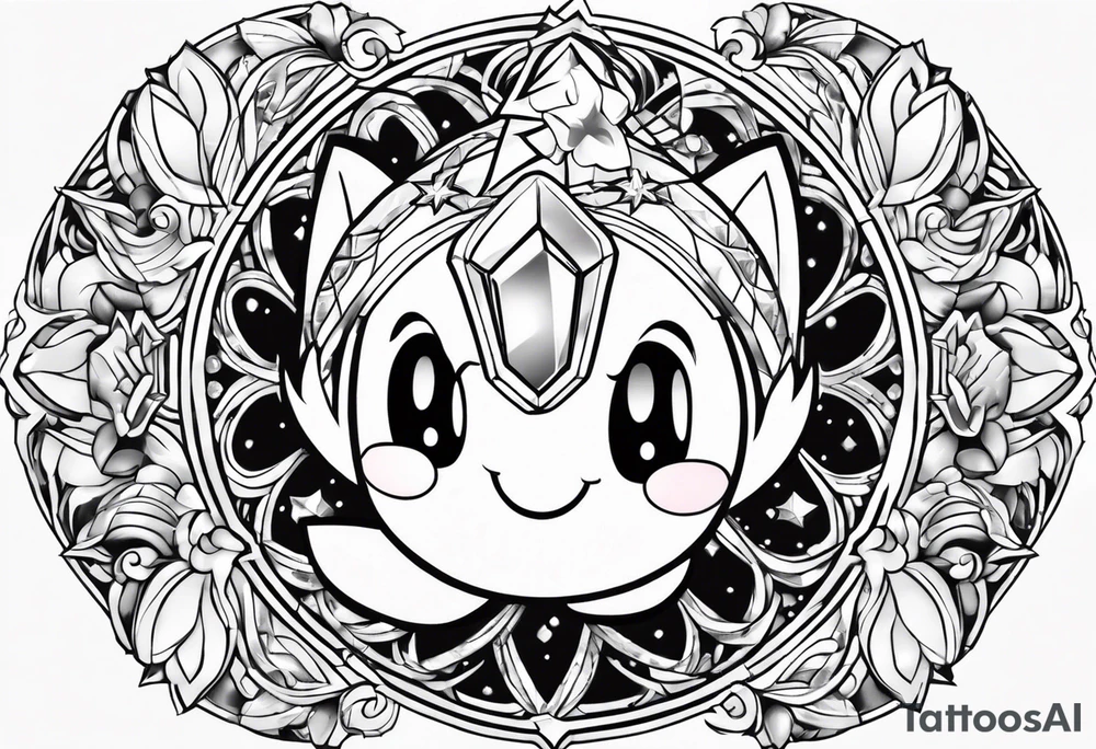 kirby smiling inside a long shining crystal tattoo idea