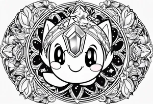 kirby smiling inside a long shining crystal tattoo idea