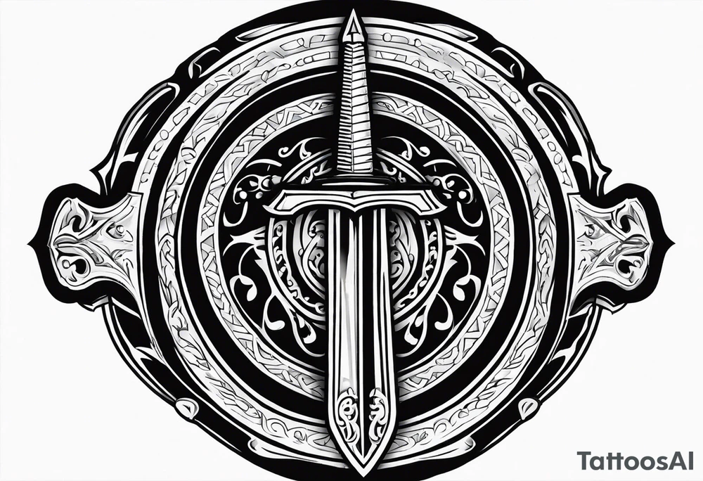 Valhalla sword round shield tattoo idea