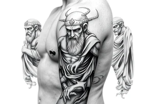 griechische mythologie, Kopflose oder gebrochene Statuen, symbole aus der Mythologie, micro realism tattoo idea