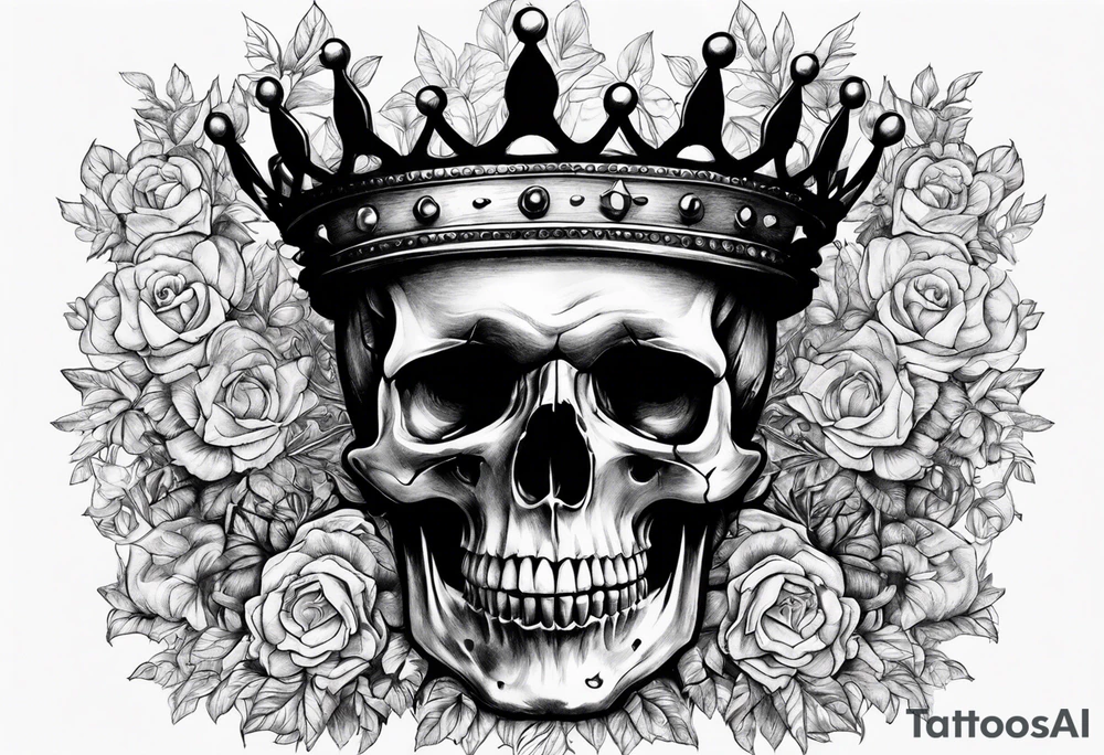Skull with a crown tattoo idea