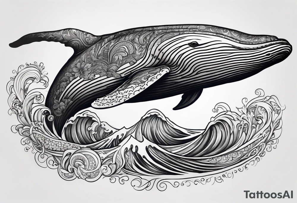 Shoulder Breaching North Pacific humpback whale paisley tattoo idea