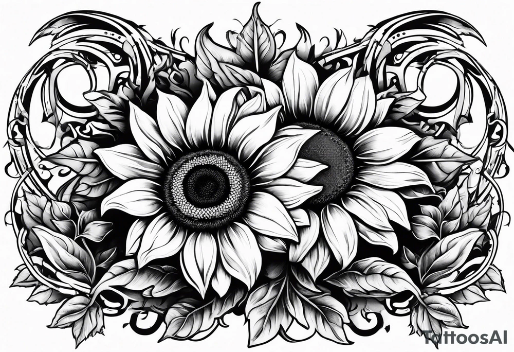 Sunflower and horseshoe tattoo idea