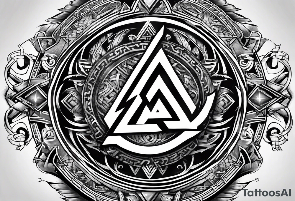Valhalla  round 
shield axe sword valknut tattoo idea