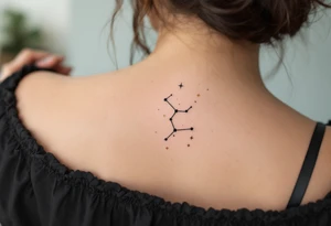 A minimalist Capricorn constellation in fine black lines, accented with tiny gold stars for a touch of elegance. tattoo idea