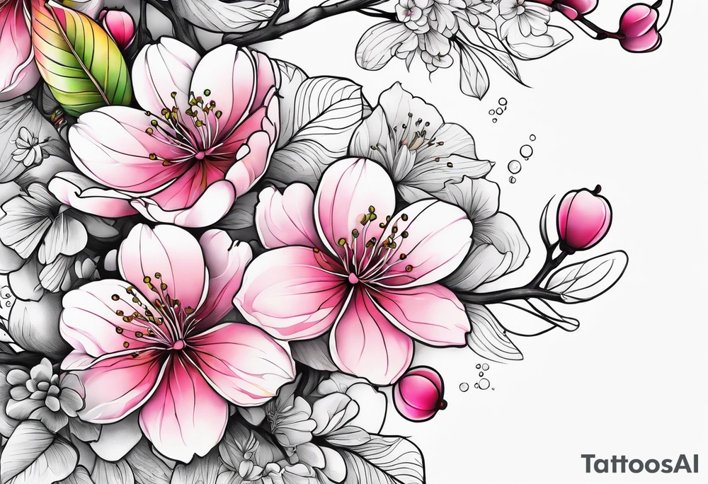 Cherry blossom rainbow tattoo idea