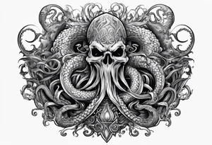 Kraken tentacles grabbing Poseidon thrusting trident into monster tattoo idea