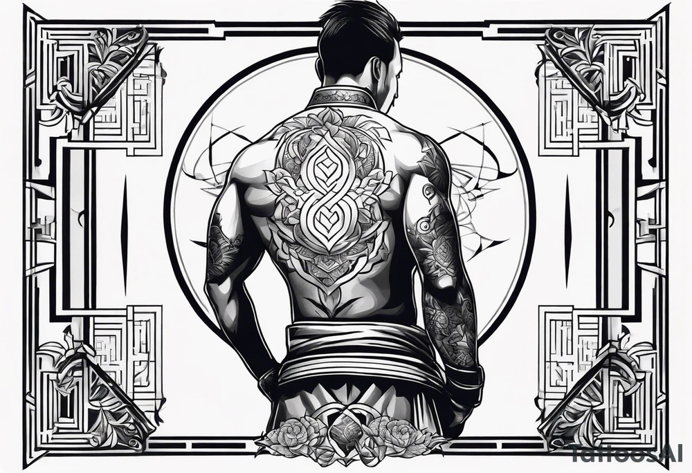 upper back tattoo that represent martial art tattoo idea