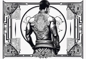 upper back tattoo that represent martial art tattoo idea