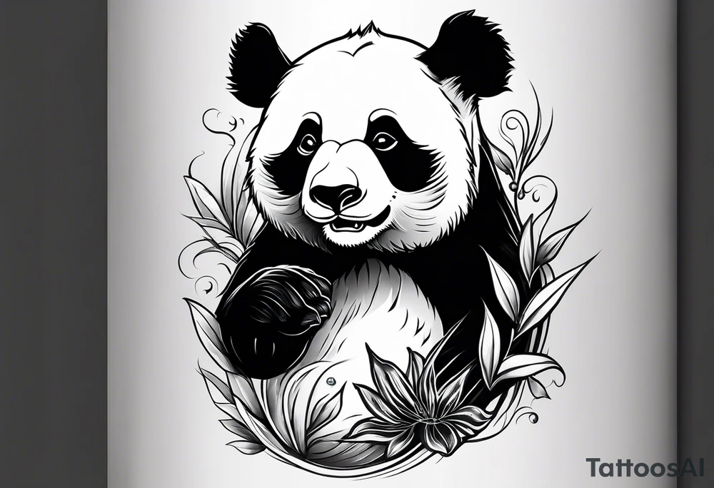 Playful panda rolling tattoo idea