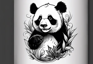 Playful panda rolling tattoo idea