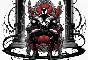 Venom on the symbiote throne with paint drip with Kobe’s black mamba symbol on the chest tattoo idea