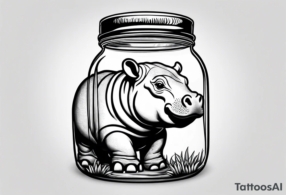 Baby hippo with Mason jar tattoo idea