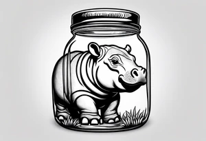 Baby hippo with Mason jar tattoo idea