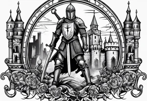 knight templar with castle tattoo idea