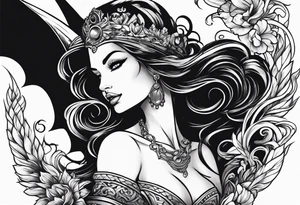 A black, female siren from a story book tattoo idea