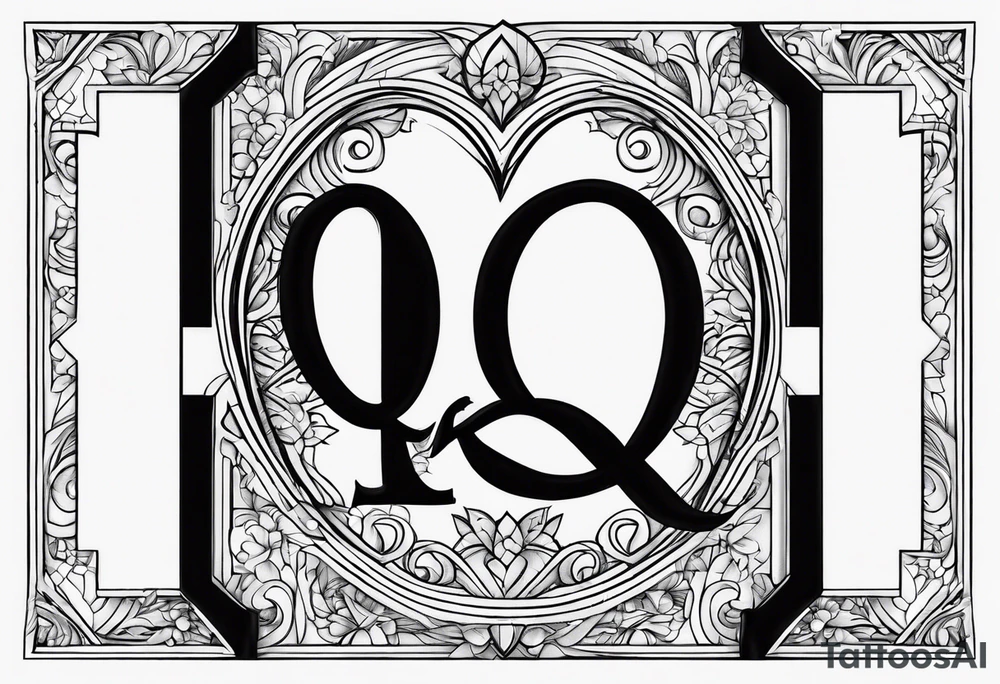 The letter Q with a heart tattoo idea