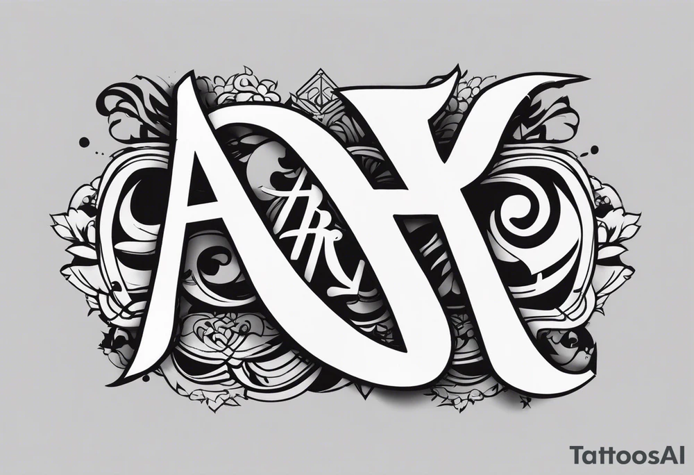 the letters A R in the middle of a ninja headband tattoo idea