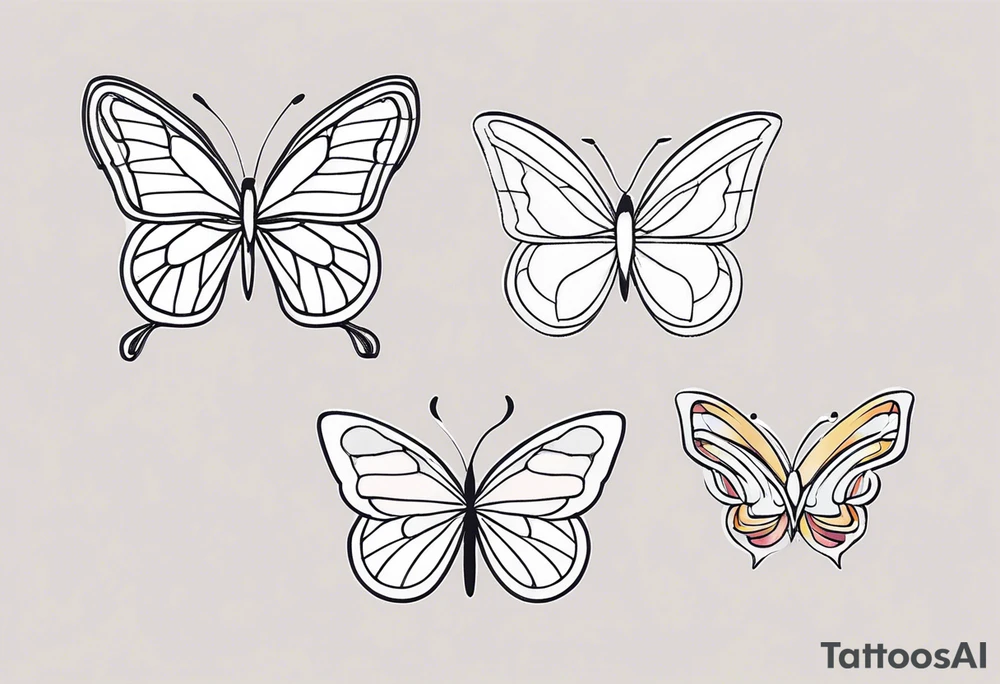 3 fine line butterflies tattoo idea