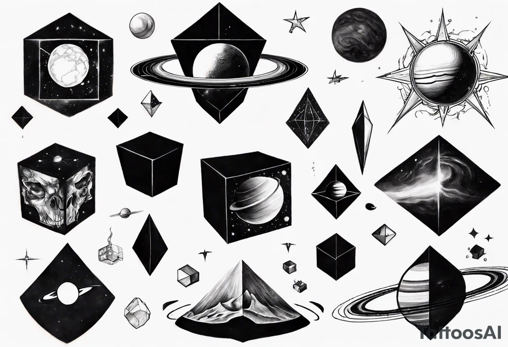 Escape black cube of saturn tattoo idea