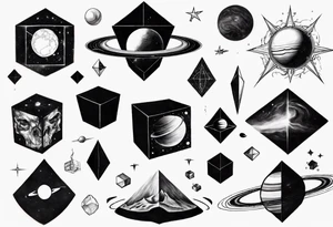 Escape black cube of saturn tattoo idea