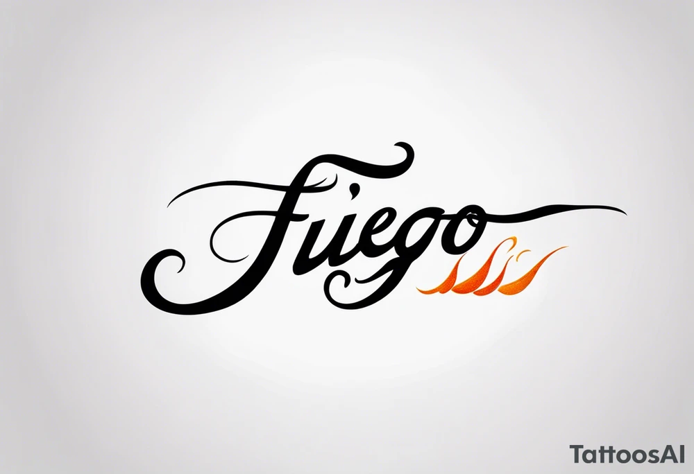 The word “fuego” in cursive with flames around it. tattoo idea