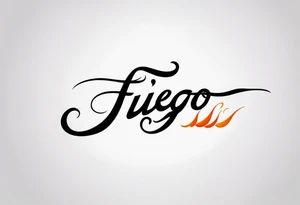 The word “fuego” in cursive with flames around it. tattoo idea