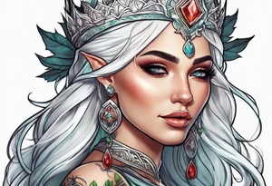 elf princess with white hair tattoo idea