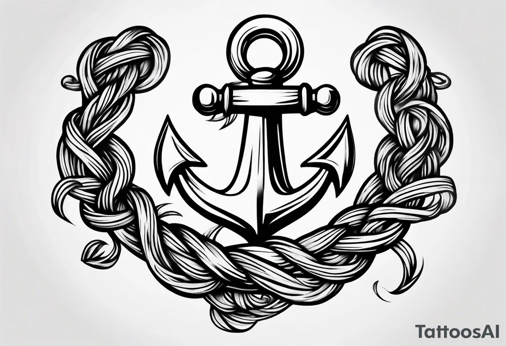 Simple anchor with rope wrapped around tattoo idea