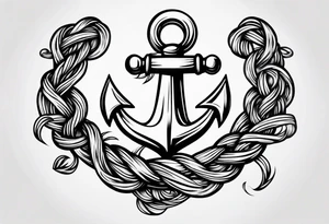 Simple anchor with rope wrapped around tattoo idea