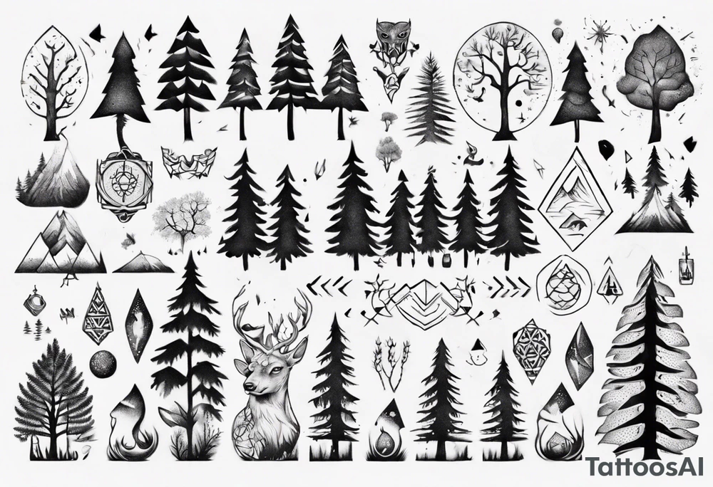 Nordic, forest, living in present, stoic, full arm tattoo idea