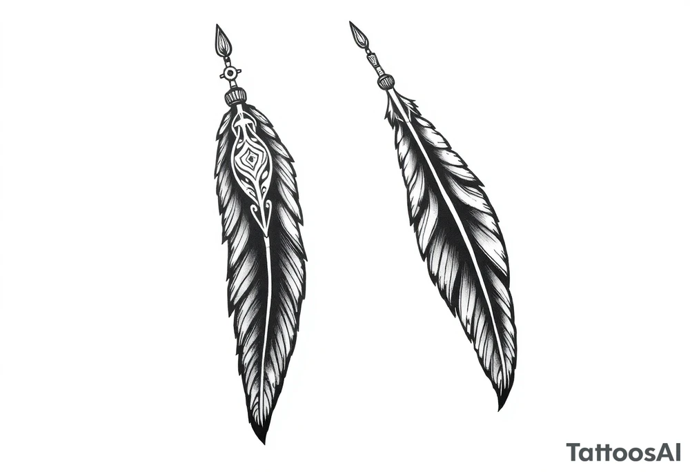 spiritual feathers ornamental indian shaman rune tattoo idea