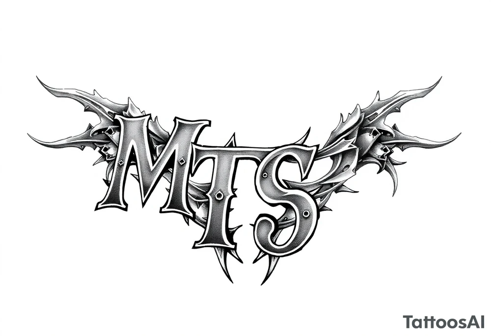 Mechanical style with the letters MTS tattoo idea