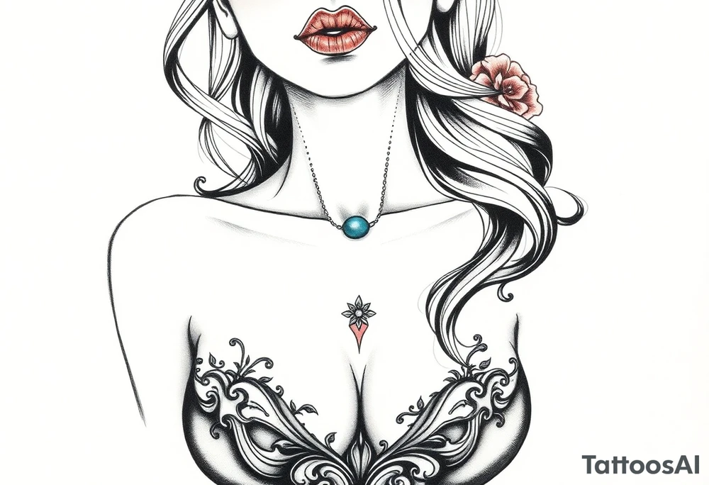 Naked Zombie pinup girl tattoo idea