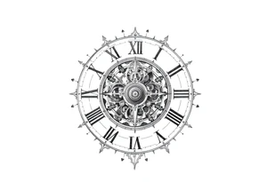 vintage roman numerals within ornate clockwork mechanism tattoo idea