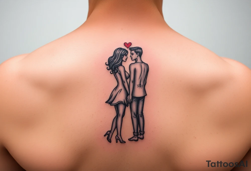 Two people in love holding each other tattoo idea