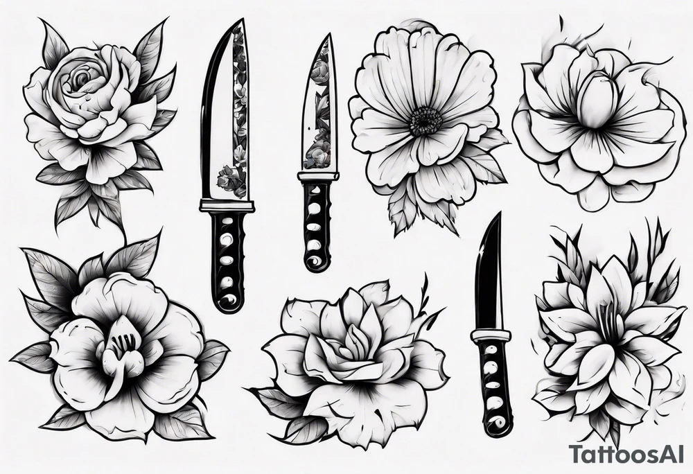 A knife stuck in a flower tattoo idea
