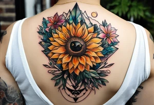 Small Watercolor inside arm tattoo, 4 inches. Black kite (Daya's name), nature (trees/flowers), rock/metal vibe (bold lines), sunflower. tattoo idea