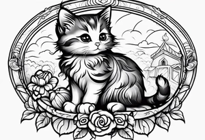 Cat on top of a chicken nugget tattoo idea