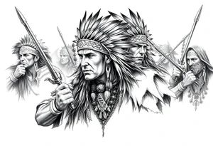 Native American warriors preparing for battle tattoo idea