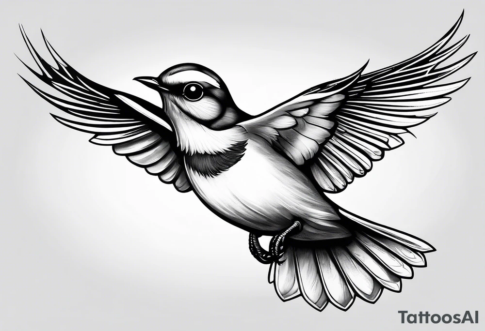 bluebird of happiness in flight tattoo idea