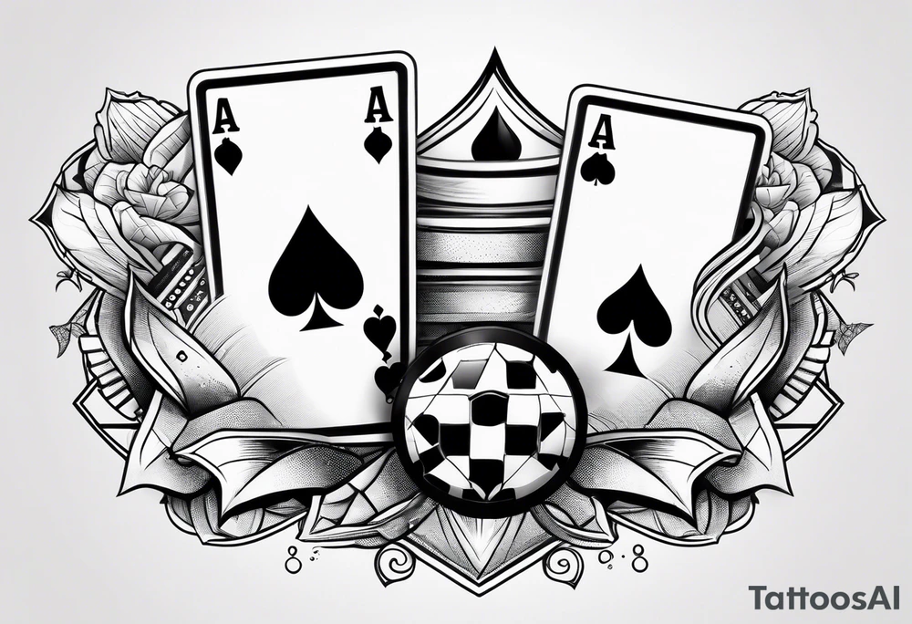 poker card aces with dice and chips tattoo idea