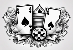 poker card aces with dice and chips tattoo idea