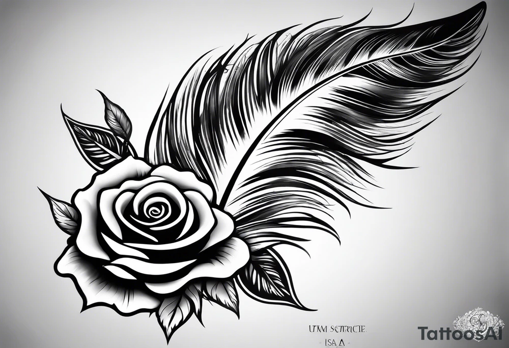 fore arm tattoo
a angel feather including a stylish rose with first name Isa encrypted tattoo idea