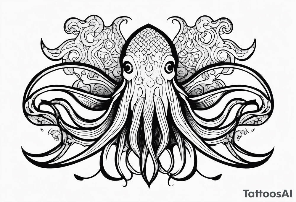 squid with adult swim style tattoo idea