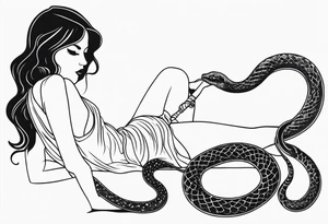 make a snake tattoo with a girl hanging on it tattoo idea