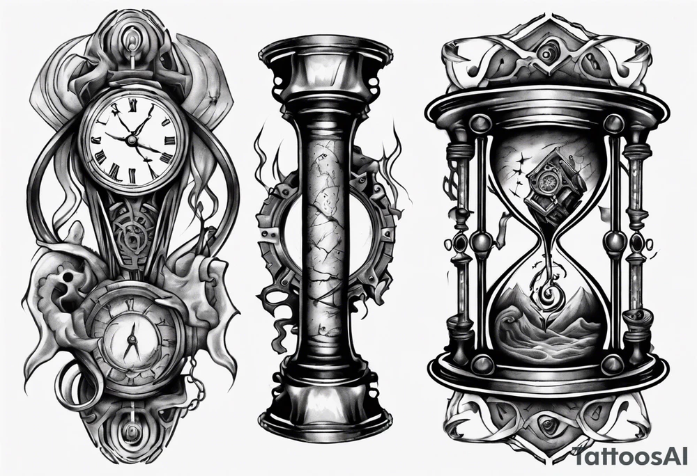 lovecraft long tattoo
broken hourglass and old watch tattoo idea