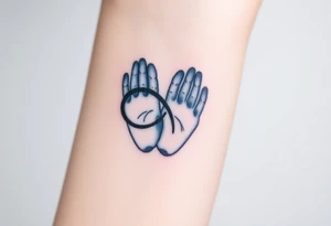 Two overlapping fingerprints in shades of navy blue and silver, forming an infinity symbol, representing an unbreakable bond tattoo idea